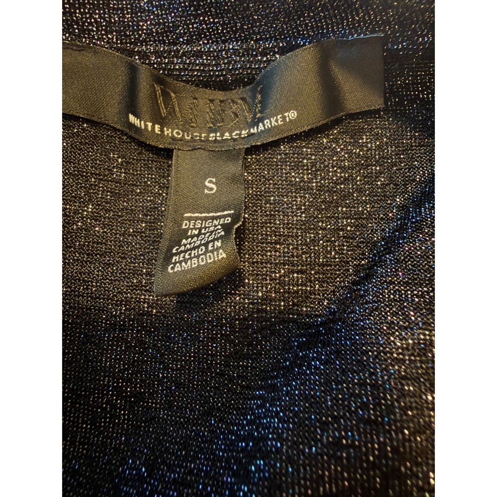 White House Black Market Metallic V-Neck Long Sleeve Top Charcoal Grey Sparkle S - Picture 8 of 8